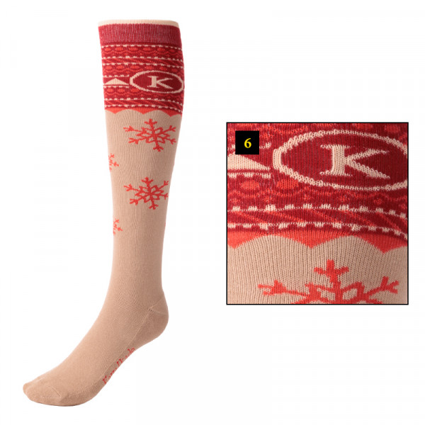 Kavalkade Kniestrümpfe KavalSocks Christmas Schneeflocke Hellrot