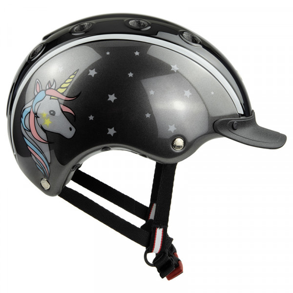 Casco Nori 2 schwarz grau Einhorn Kinderreithelm